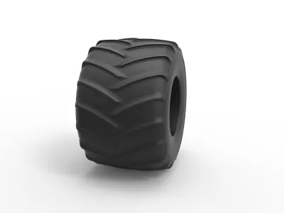 Monster Jam tire 25 Scale 1 to 25 3D print model