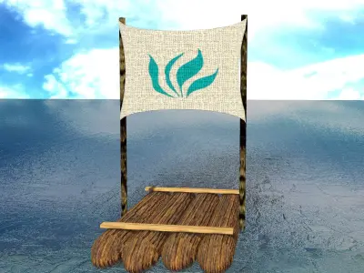 Sail Raft Low-poly 3D model