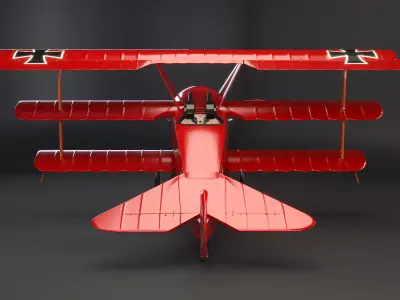 Fokker DR1 Red Baron Low-poly 3D model