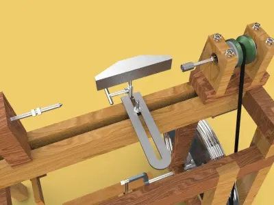 TREADLE LATHE MACHINE WOODWORKING 3D model