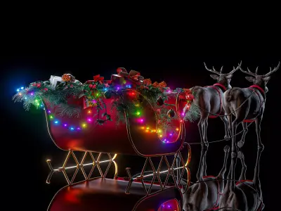 Realistic Santa Claus Sleigh 3D model