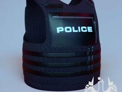  Game Ready Police Officer Vest Low-poly 3D model