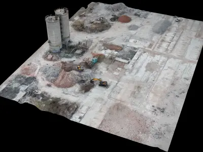 construction-site industrial terrain debris drone photogrammetry Low-poly 3D model