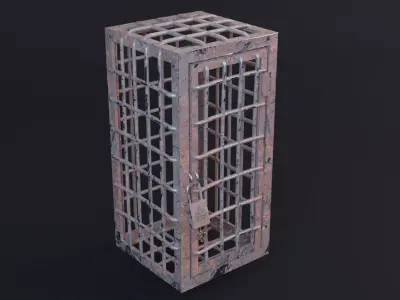 MedievalProp Cage - Lock - Key Game Ready 3D Model 3D model