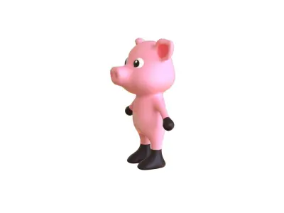 High-Quality 3D Cute Pig for Games Low-poly 3D model