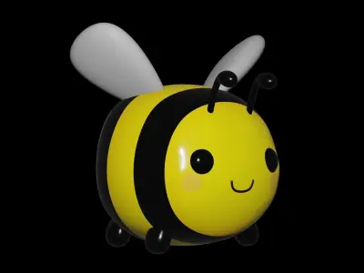 Cute Cartoon Bee 3D model Low-poly 3D model