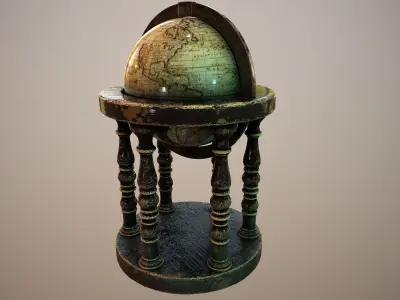Old Antique Globe Vintage Low-poly 3D model