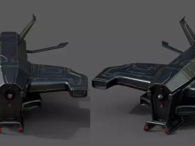 Spaceship starship scifi space futuristic cyborg Low-poly 3D model