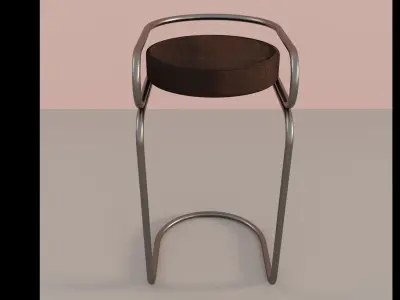 A bar stool with a round seat Free 3D model