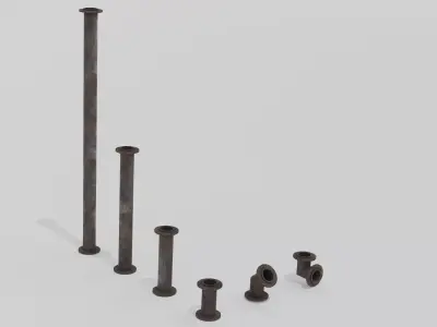 Modular Rusty Iron Pipes Low-poly 3D model