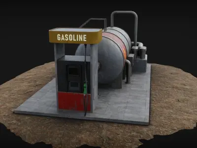 Fuel Tank with Pump Low-poly 3D model