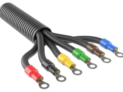 6 Cores Electric Wire 3D model