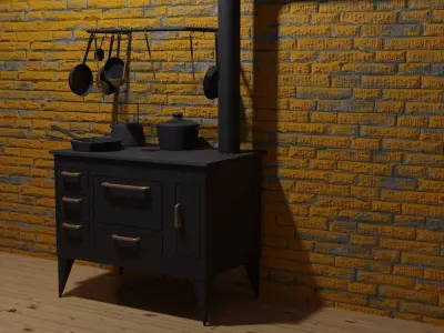 Retro range oven 3D model