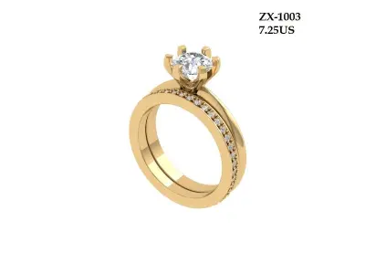 Solitair Ring Bridal Set 3D print model