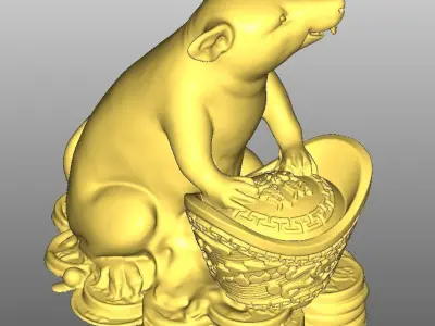 Gold mouse ingot lucky 3D print model