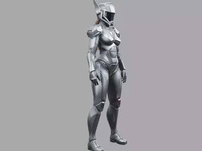 Sci-Fi Female Battle Mech Suit Low-poly 3D model
