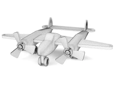 Wooden toy airplane 06 3D model