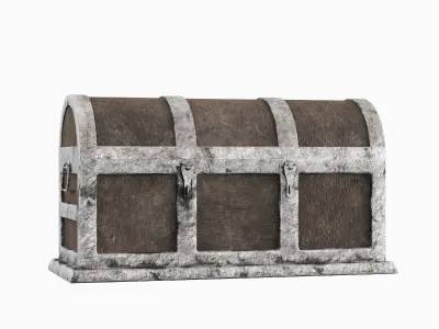 Wooden Treasure Chest 02 Low-poly 3D model