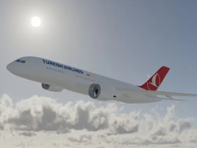 Boeing 787 Turkish Airlines Low-poly 3D model