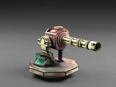 Carton turret machine gun Low-poly 3D model