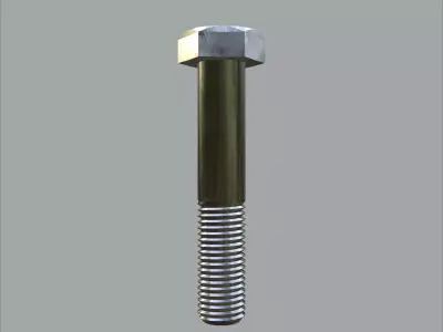 Steel Stained Hex M12 Precision Bolt with 4K PBR Textures 3D model