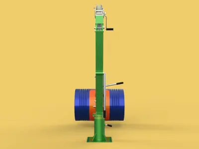 HAND WINCH CRANE HOIST DRUM BARREL LIFTER LIFTING CLAMP GRAB JIB 3D model