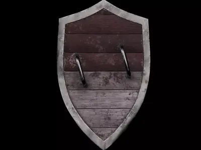 Old Shield damaged Low-poly 3D model
