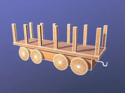 Wooden Toy Train - Carrier Wagon Low-poly 3D model
