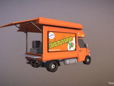 Thailand truck noodle shop low poly Low-poly 3D model