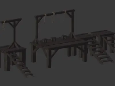 Set of Gallows Low-poly 3D model