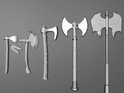5 Axe Package Low-poly 3D model