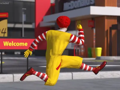 Mascot of McDonalds Jumping Pose 3D model