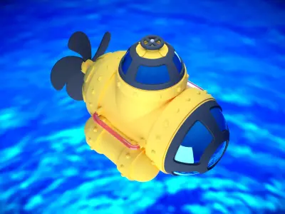 Cartoon Submarine 3D model