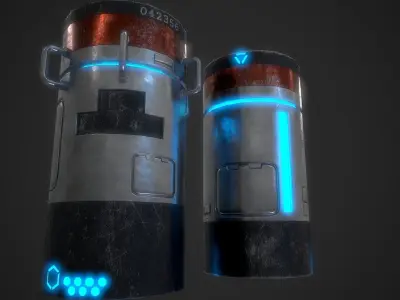 SciFi Barrels Low-poly 3D model