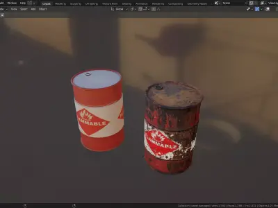 Industrial Flammable Barrel  Clean Rusty PBR 3D model