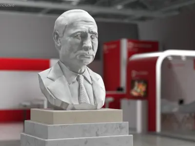  Marble Busts of Presidents on Pedestal Collection 