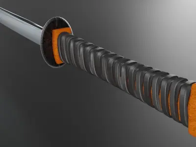 Weapon Sword Katana with wooden handle 3D model 3D model