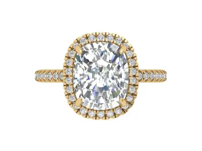 Cushion Solitaire Art deco Ring 3D print model 2