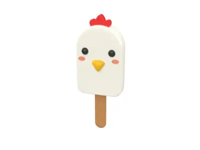 Cartoon Chicken Ice Cream Cute  Low-poly 3D model