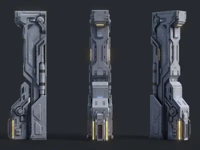 Sci-Fi Parts Kit Pack Vol 02 A-PBR Low-poly 3D model