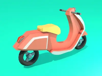 Low poly Vespa-Motorcycle 3D game asset Low-poly 3D model
