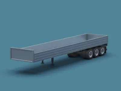 Cartoon Stylized  Semi Trailer Low-poly 3D model