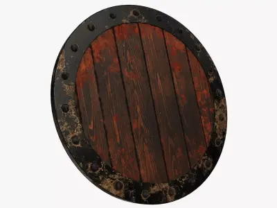 Wooden shield Low-poly 3D model 12