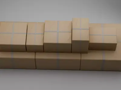 Cardboard Box Pack Low-poly 3D model