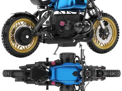 blue motorcycle 3D model