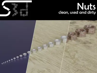 Nuts clean used dirty Low-poly 3D model