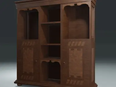 Game Ready Vintage Wooden Cabinet Low Poly PBR Low-poly 3D model