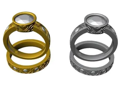 078 - Antique Ladies Ring with Band 3D print model