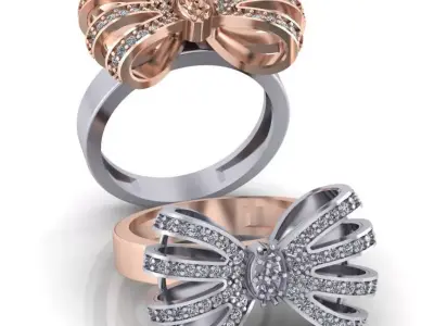 Bow tie high jewelry ring 2 part 3D print model