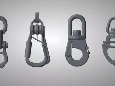 Buckles Snap Hooks Strap Adjusters Pack - 3D model 3D model